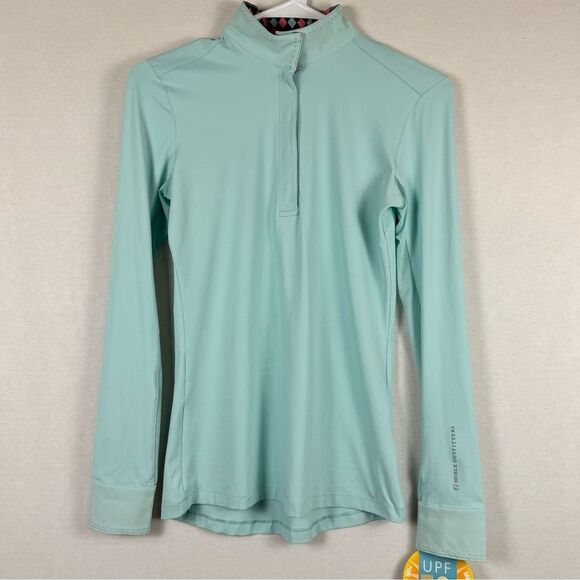 Noble Outfitters Allison Equestrian Show Shirt XS Turquoise Pink NWT - Picture 2 of 11